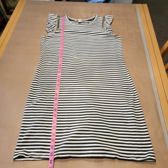 MICHAEL Michael Kors Size M Dark Olive Green and White Striped Shift Dress - Picture 9 of 11